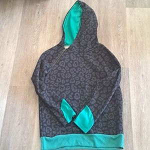 Leopard print side zip hoodie